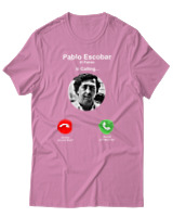 T-Shirt Αντρικό - Pablo Escobar Is Calling - Color Thumbnail Ροζ