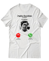 T-Shirt Αντρικό - Pablo Escobar Is Calling - Color Thumbnail Άσπρο