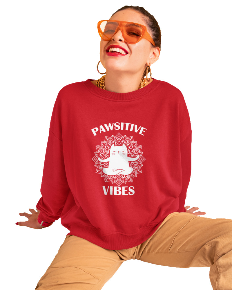 Φούτερ χωρίς κουκούλα Γυναικείο - Pawsitive Vibes - Image 1