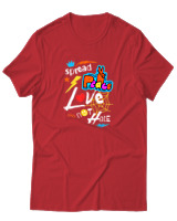 T-Shirt Αντρικό - Peace Love Mode On - Color Thumbnail Κόκκινο