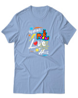 T-Shirt Αντρικό - Peace Love Mode On - Color Thumbnail Γαλάζιο