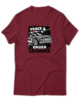 T-Shirt Αντρικό - Peace & Order  - Color Thumbnail Σκούρο Κόκκινο