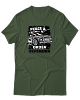 T-Shirt Αντρικό - Peace & Order  - Color Thumbnail Κυπαρισσί