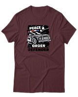 T-Shirt Αντρικό - Peace & Order  - Color Thumbnail Μπορντό