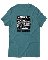 T-Shirt Αντρικό - Peace & Order  - Color Thumbnail Μπλε Πράσινο
