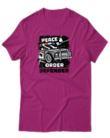 T-Shirt Αντρικό - Peace & Order  - Color Thumbnail Φουξια
