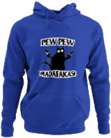 Φούτερ με κουκούλα - Pew Pew Cat - Color Thumbnail Μπλε Ρουά