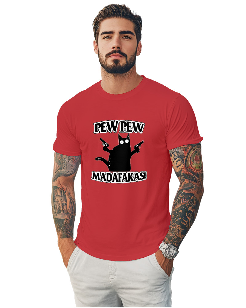 T-Shirt Αντρικό - Pew Pew Cat - Image 1