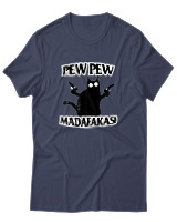 T-Shirt Αντρικό - Pew Pew Cat - Color Thumbnail Μπλε Γκρι