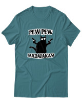 T-Shirt Αντρικό - Pew Pew Cat - Color Thumbnail Μπλε Πράσινο