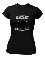T-Shirt Στενή Γραμμή - Pew Pew Cat - Color Thumbnail Μαύρο