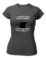 T-Shirt Στενή Γραμμή - Pew Pew Cat - Color Thumbnail Ανθρακί