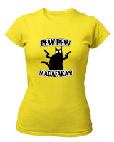T-Shirt Στενή Γραμμή - Pew Pew Cat - Color Thumbnail Κίτρινο