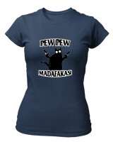 T-Shirt Στενή Γραμμή - Pew Pew Cat - Color Thumbnail Σκούρο Μπλε