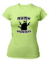 T-Shirt Στενή Γραμμή - Pew Pew Cat - Color Thumbnail Λαχανί