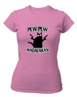 T-Shirt Στενή Γραμμή - Pew Pew Cat - Color Thumbnail Ροζ