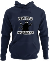 Φούτερ με κουκούλα - Pew Pew Cat - Color Thumbnail Navy Blue