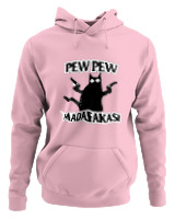 Φούτερ με κουκούλα - Pew Pew Cat - Color Thumbnail Pink