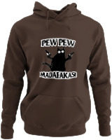 Φούτερ με κουκούλα - Pew Pew Cat - Color Thumbnail Καφέ