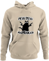 Φούτερ με κουκούλα - Pew Pew Cat - Color Thumbnail Μπέζ
