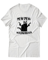 T-Shirt Αντρικό - Pew Pew Cat - Color Thumbnail Άσπρο