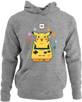 Φούτερ με κουκούλα - Pikachu Game Boy - Color Thumbnail Γκρι Μελανζέ