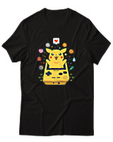T-Shirt Αντρικό - Pikachu Game Boy - Color Thumbnail Μαύρο