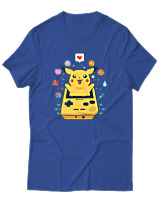 T-Shirt Αντρικό - Pikachu Game Boy - Color Thumbnail Μπλε Ρουά