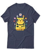 T-Shirt Αντρικό - Pikachu Game Boy - Color Thumbnail Μπλε Γκρι