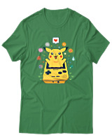 T-Shirt Αντρικό - Pikachu Game Boy - Color Thumbnail Πράσινο