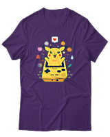 T-Shirt Αντρικό - Pikachu Game Boy - Color Thumbnail Σκούρο Μωβ