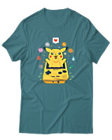 T-Shirt Αντρικό - Pikachu Game Boy - Color Thumbnail Μπλε Πράσινο
