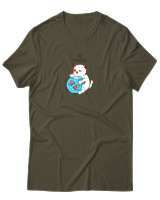 T-Shirt Αντρικό - Pisces Cat - Color Thumbnail Χακί