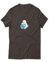 T-Shirt Αντρικό - Pisces Cat - Color Thumbnail Καφέ