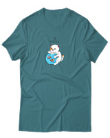 T-Shirt Αντρικό - Pisces Cat - Color Thumbnail Μπλε Πράσινο