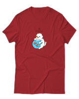 T-Shirt  Γυναικείο - Pisces Cat - Color Thumbnail Κόκκινο
