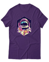 T-Shirt Αντρικό - Pizza And Donut Astronaut - Color Thumbnail Σκούρο Μωβ
