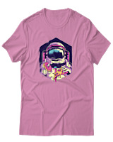 T-Shirt Αντρικό - Pizza And Donut Astronaut - Color Thumbnail Ροζ