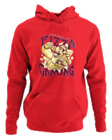 Φούτερ με κουκούλα Αντρικό - Pizza And Gaming - Color Thumbnail Κόκκινο