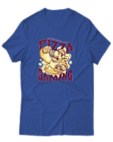 T-Shirt Αντρικό - Pizza And Gaming - Color Thumbnail Μπλε Ρουά
