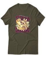 T-Shirt Αντρικό - Pizza And Gaming - Color Thumbnail Χακί