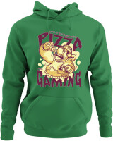 Φούτερ με κουκούλα - Pizza And Gaming - Color Thumbnail Kelly Green