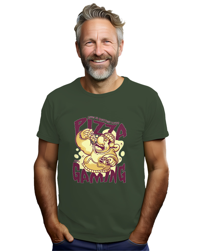 T-Shirt Αντρικό - Pizza And Gaming - Image 2