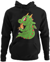 Φούτερ με κουκούλα - Pizza Dragon - Color Thumbnail Μαύρο