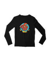 Μακρυμάνικο Μακό Παιδικό - Pizza Gobble - Color Thumbnail Μαύρο