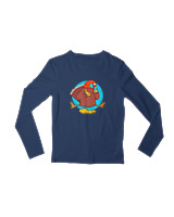 Μακρυμάνικο Μακό Παιδικό - Pizza Gobble - Color Thumbnail Σκούρο Μπλε