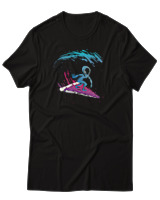 T-Shirt Αντρικό - Pizza Surfing - Color Thumbnail Μαύρο