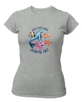 T-Shirt Στενή Γραμμή Γυναικείο - Plastic Free - Color Thumbnail Γκρι Μελανζέ