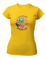 T-Shirt Στενή Γραμμή Γυναικείο - Plastic Free - Color Thumbnail Χρυσό Κίτρινο