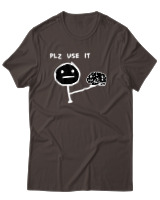 T-Shirt Αντρικό - Plz Use It - Color Thumbnail Καφέ
